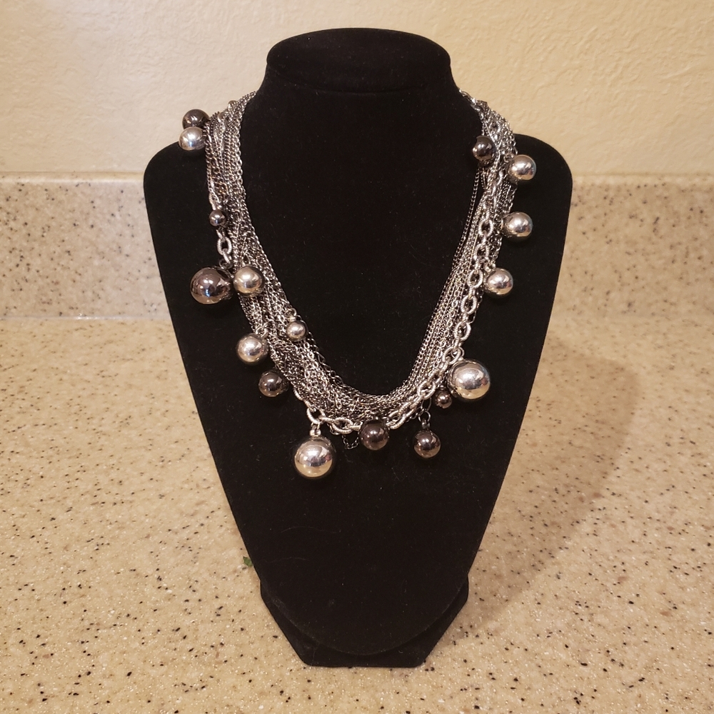 Multi Silver Colored Ball And Chain Necklace - image 1